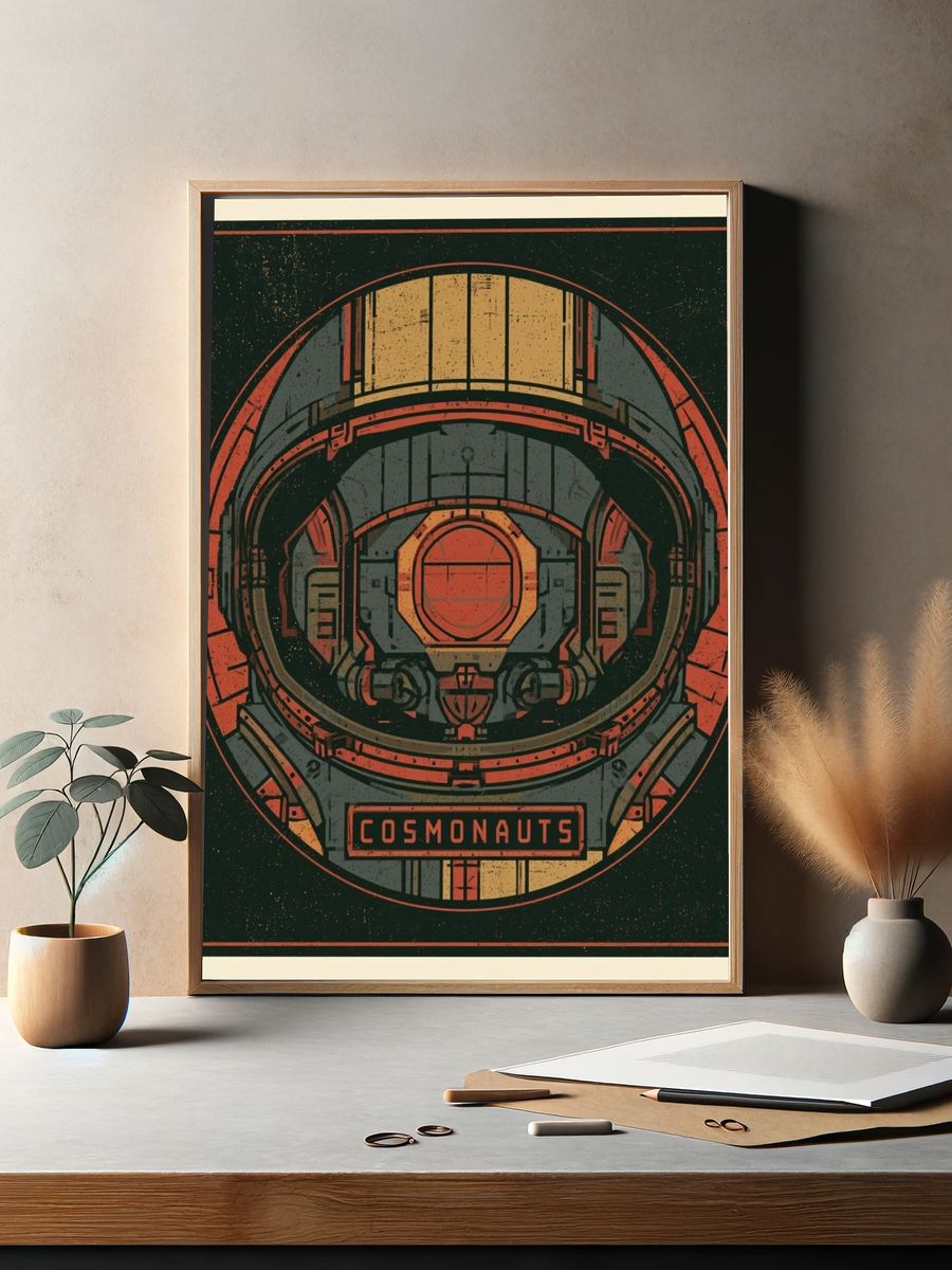 Cosmonaut Helmet Retro Poster. — room view 2