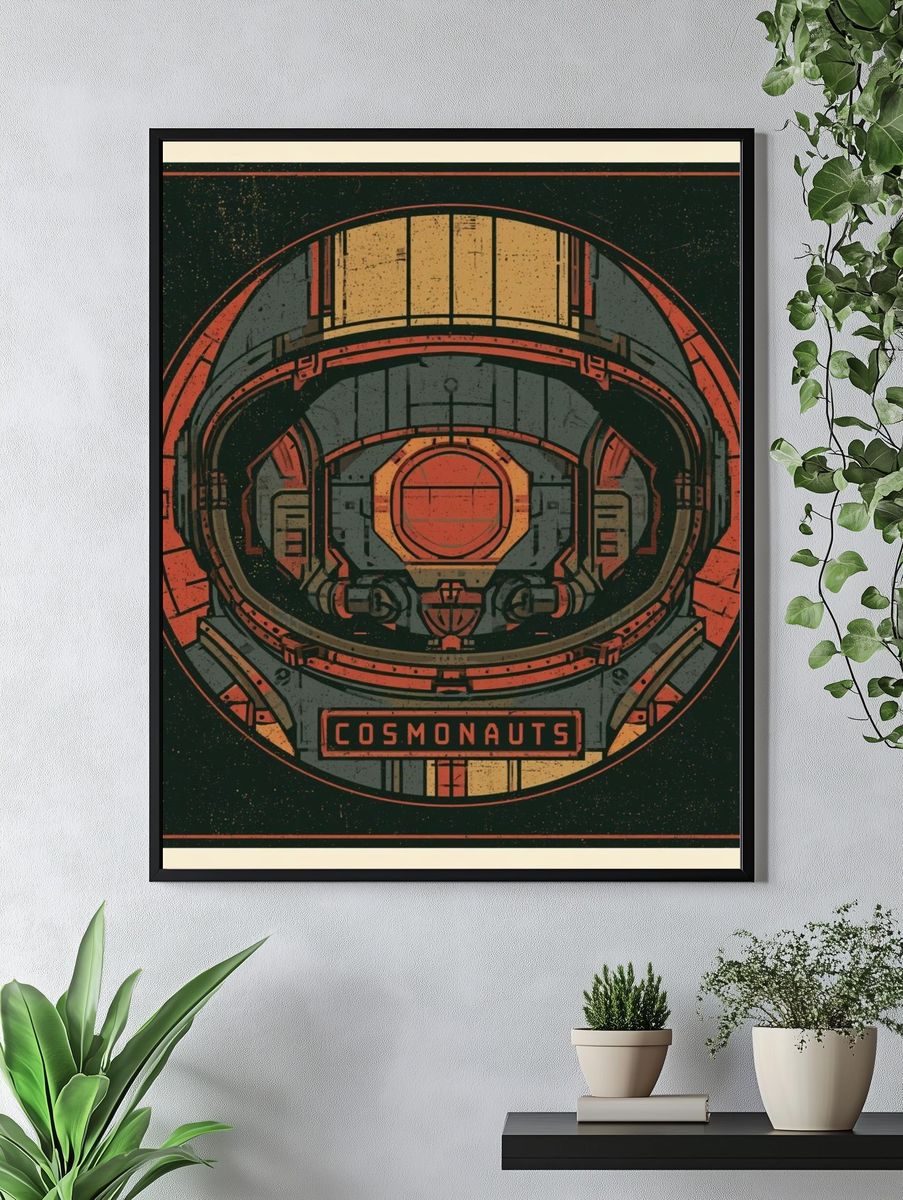 Cosmonaut Helmet Retro Poster. — room view 4