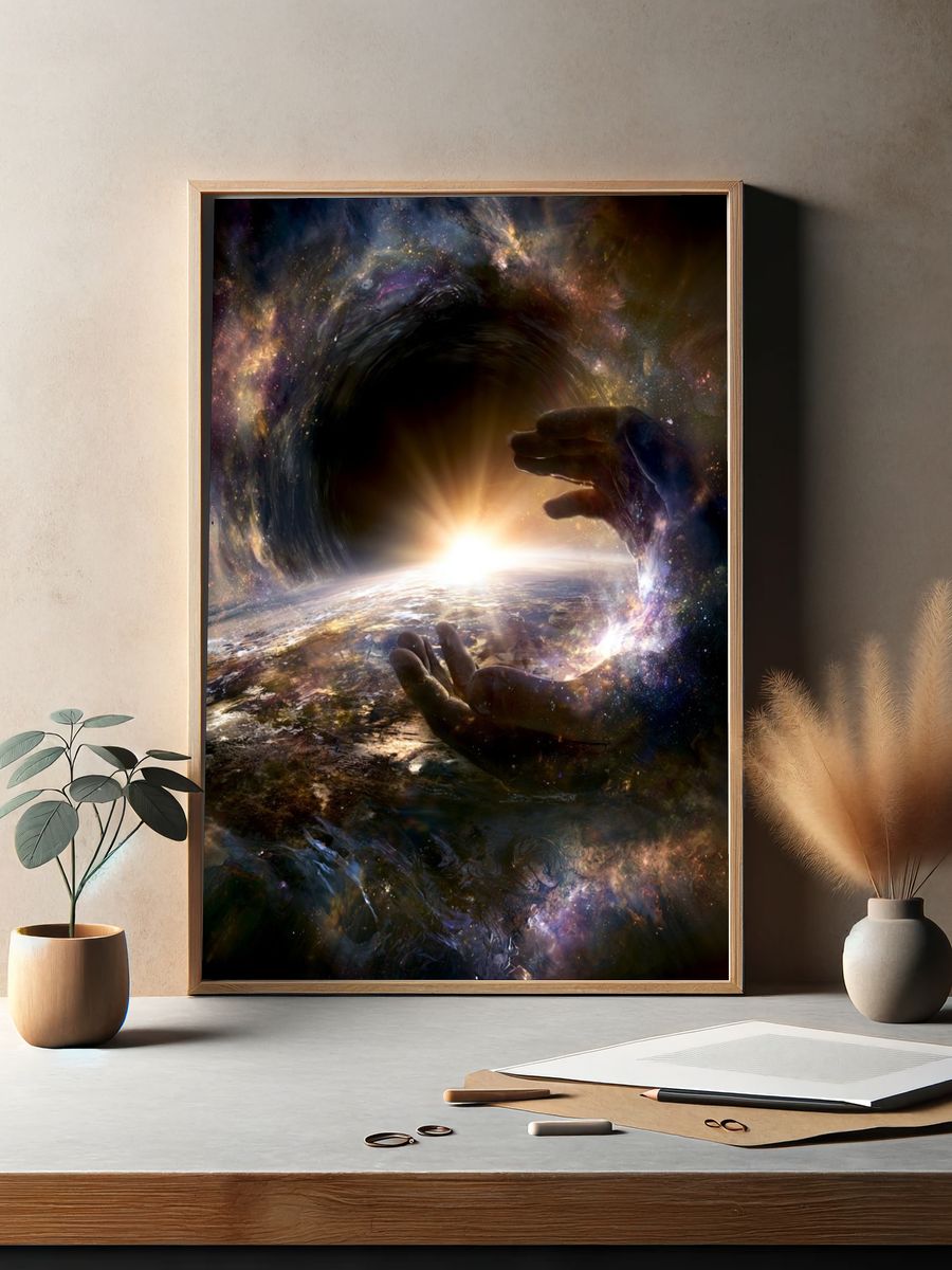 Cosmic Hands — Surrealism Print. — room view 2