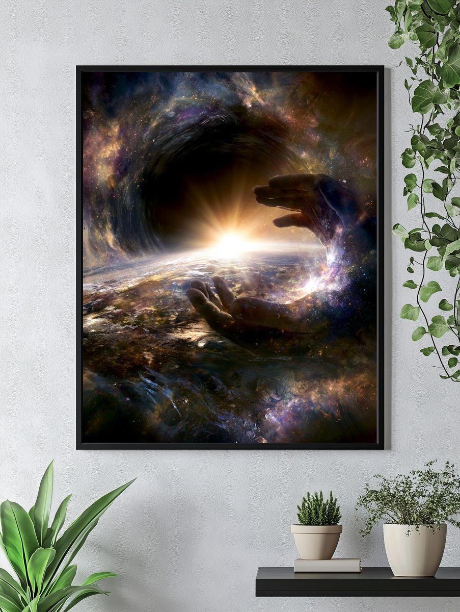 Cosmic Hands — Surrealism Print. — room view 4