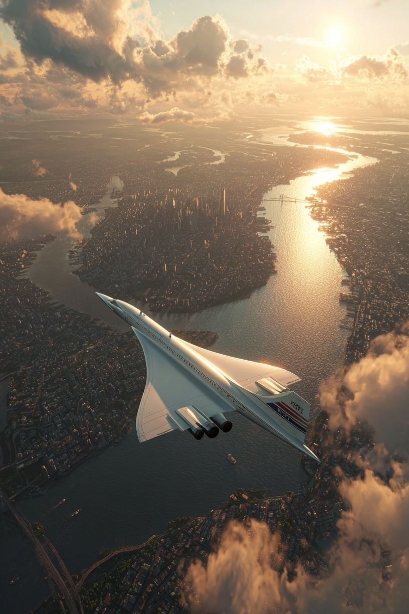 Concorde Over Cityscape — Photography Print. poster detail