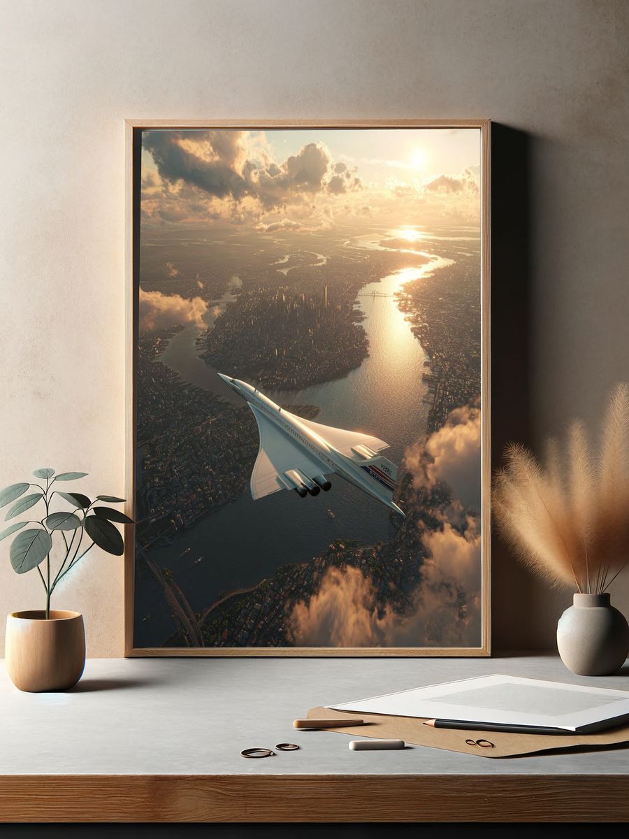 Concorde Over Cityscape — Photography Print. — room view 2