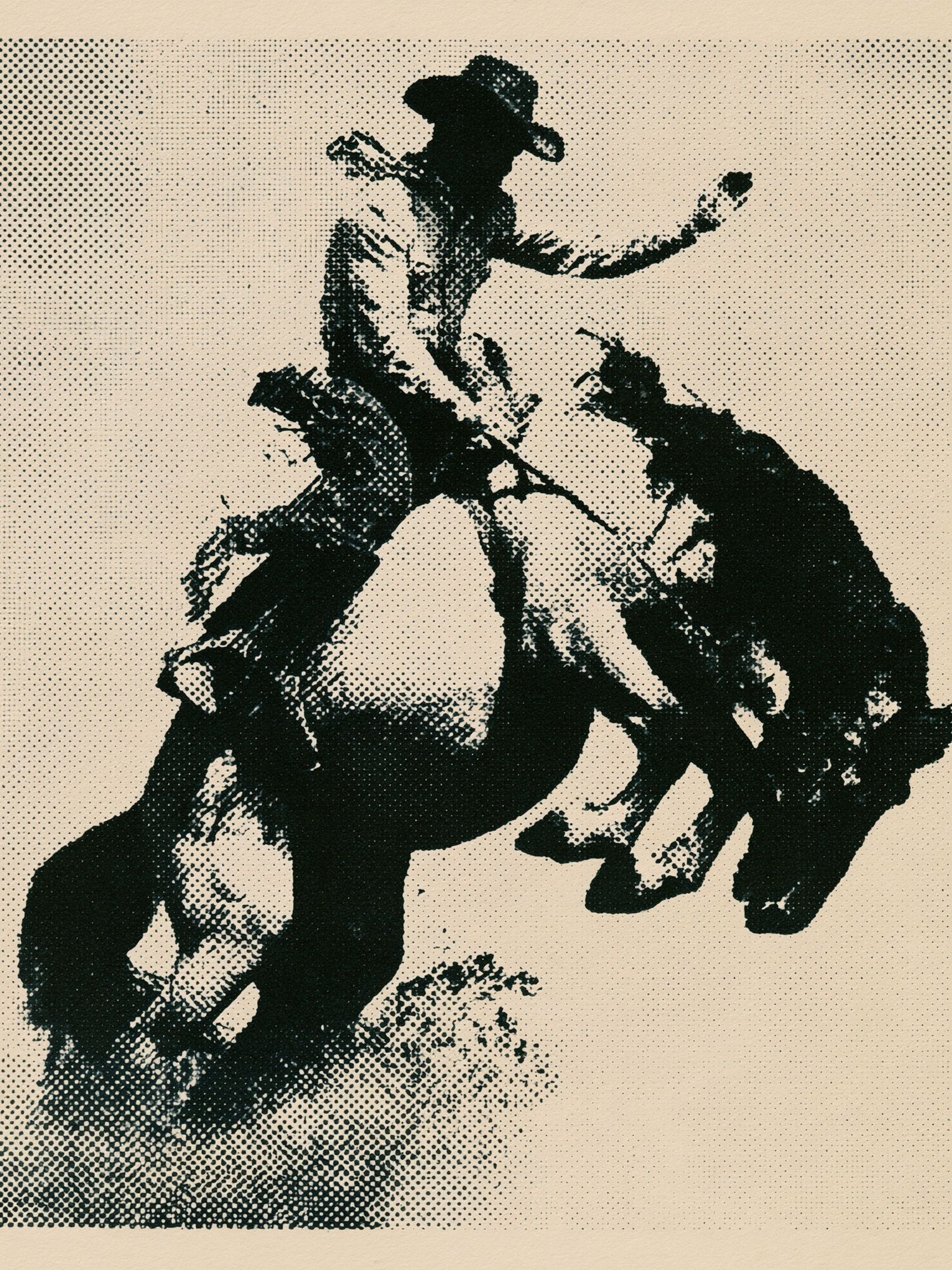 Cowboy Rodeo Halftone Print. poster detail