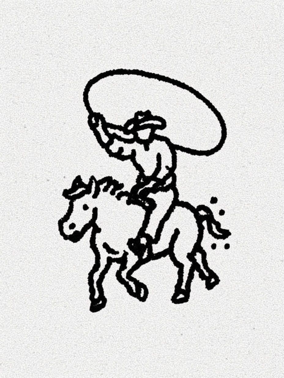 Cowboy on Horse — Line Art Print. poster detail