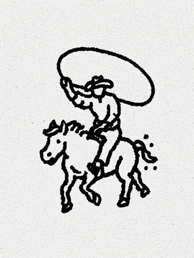 Cowboy on Horse — Line Art Print. poster print
