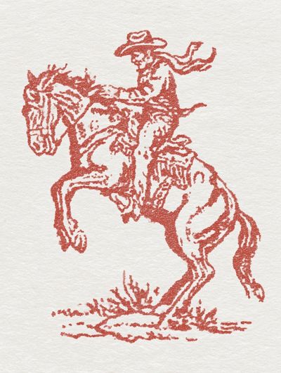 Cowboy on Horse — Vintage Print