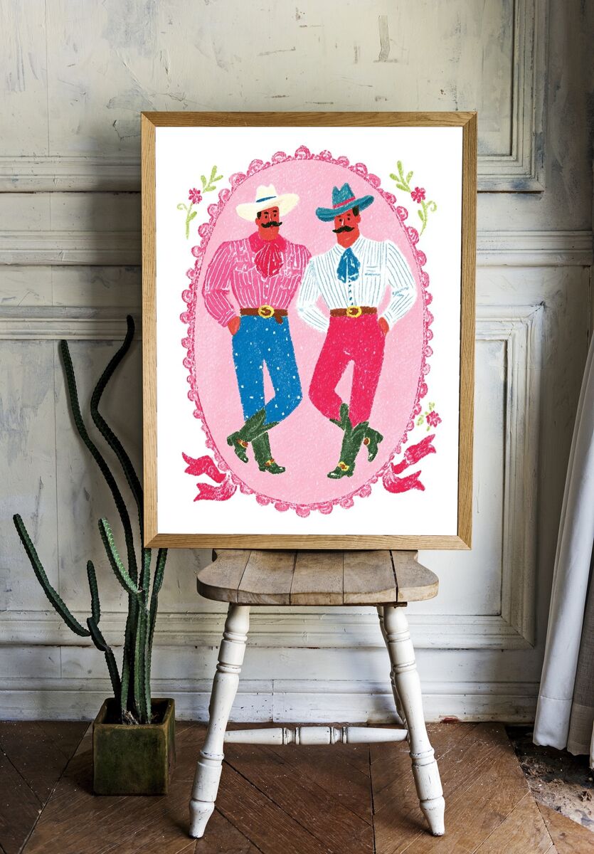 Cowboy Duo — Vintage Print room preview