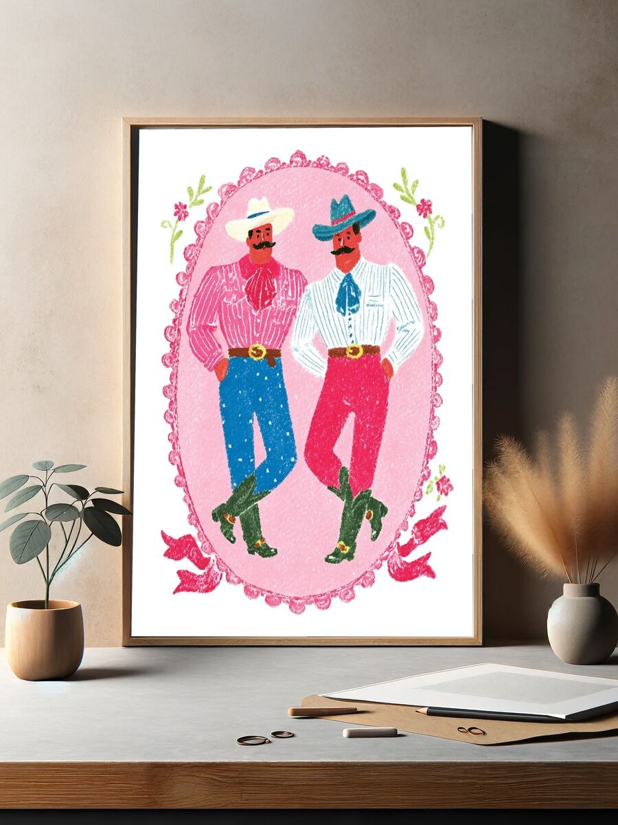 Cowboy Duo — Vintage Print. — room view 2