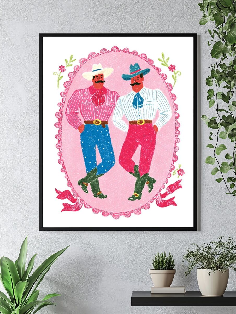 Cowboy Duo — Vintage Print. — room view 4