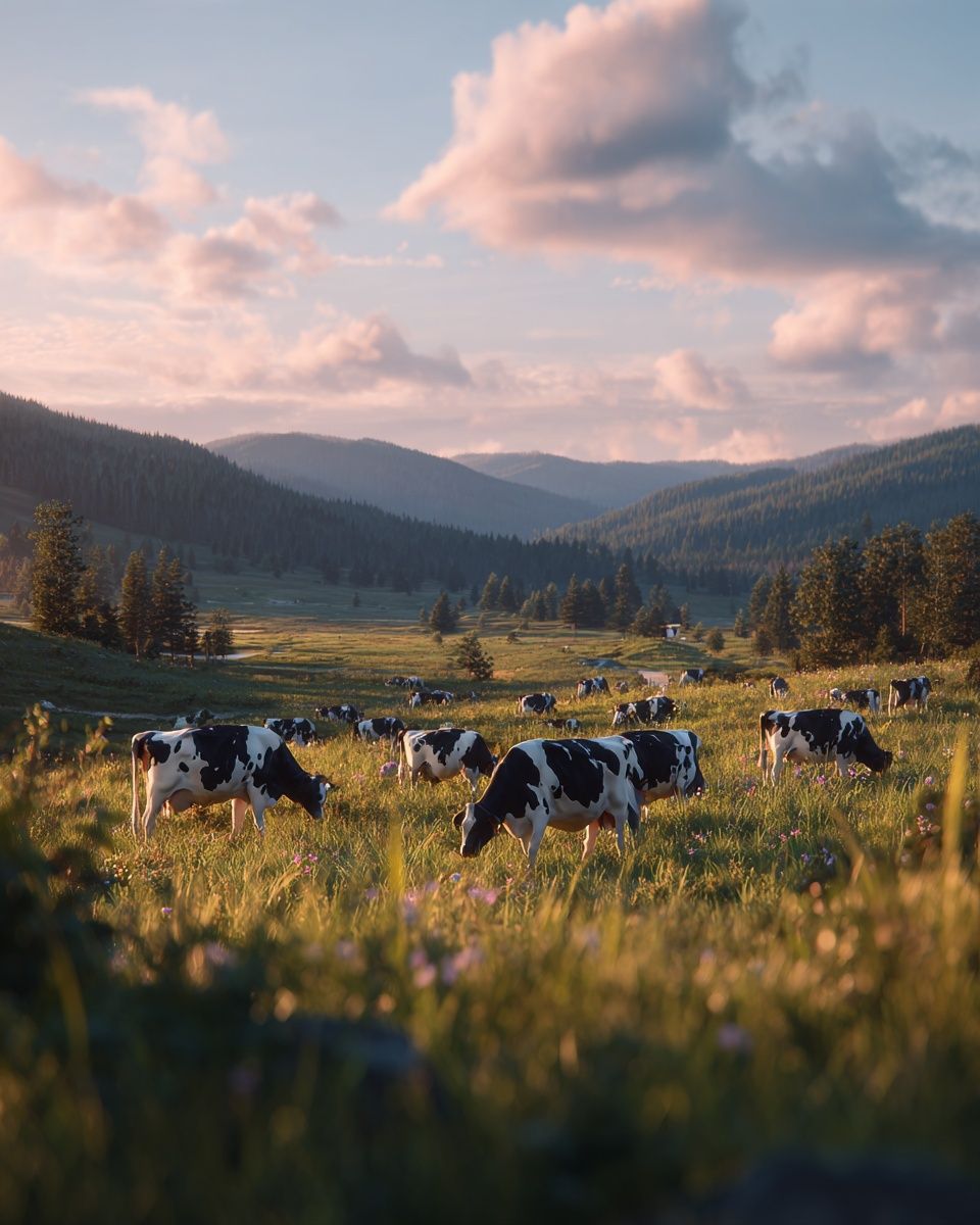 Cows Grazing in Pasture — Nature Print. poster detail