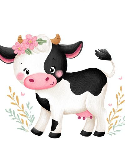 Cute Cow Illustration Poster. poster