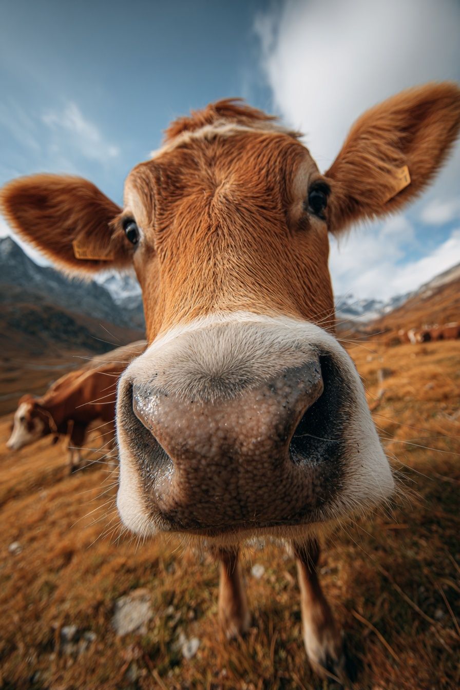 Curious Cow Portrait Poster. poster detail