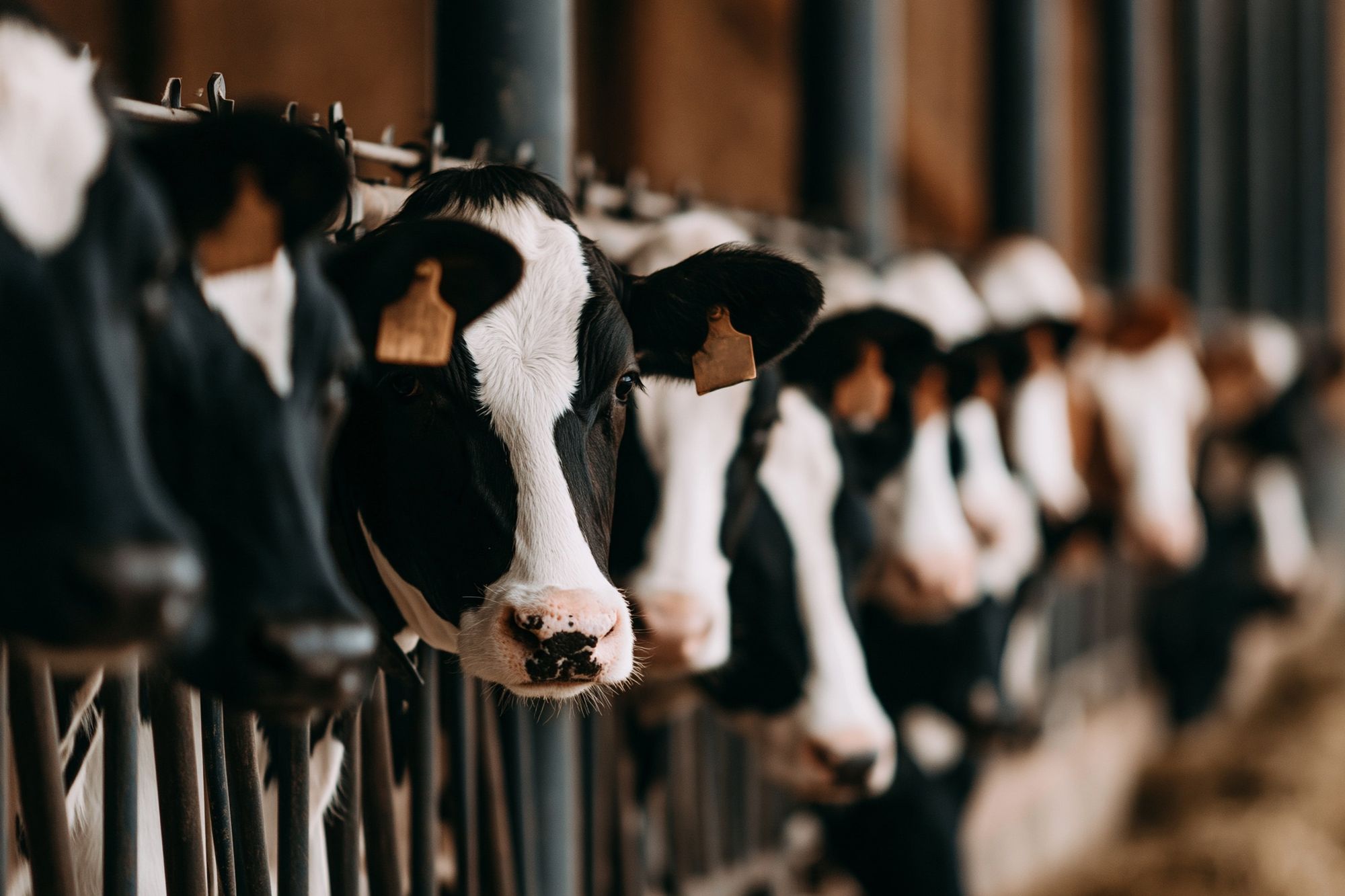 Dairy Cows in Barn Photography Poster. poster detail
