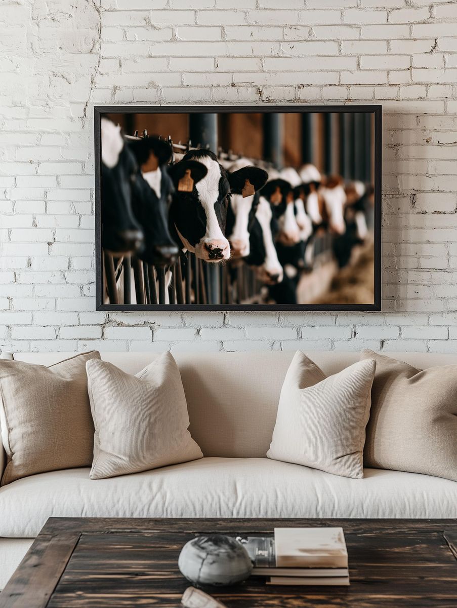 Dairy Cows in Barn Photography Poster. room preview