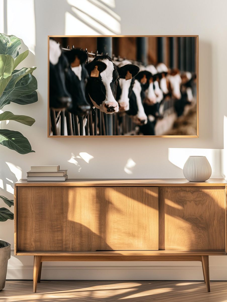 Dairy Cows in Barn Photography Poster. — room view 3