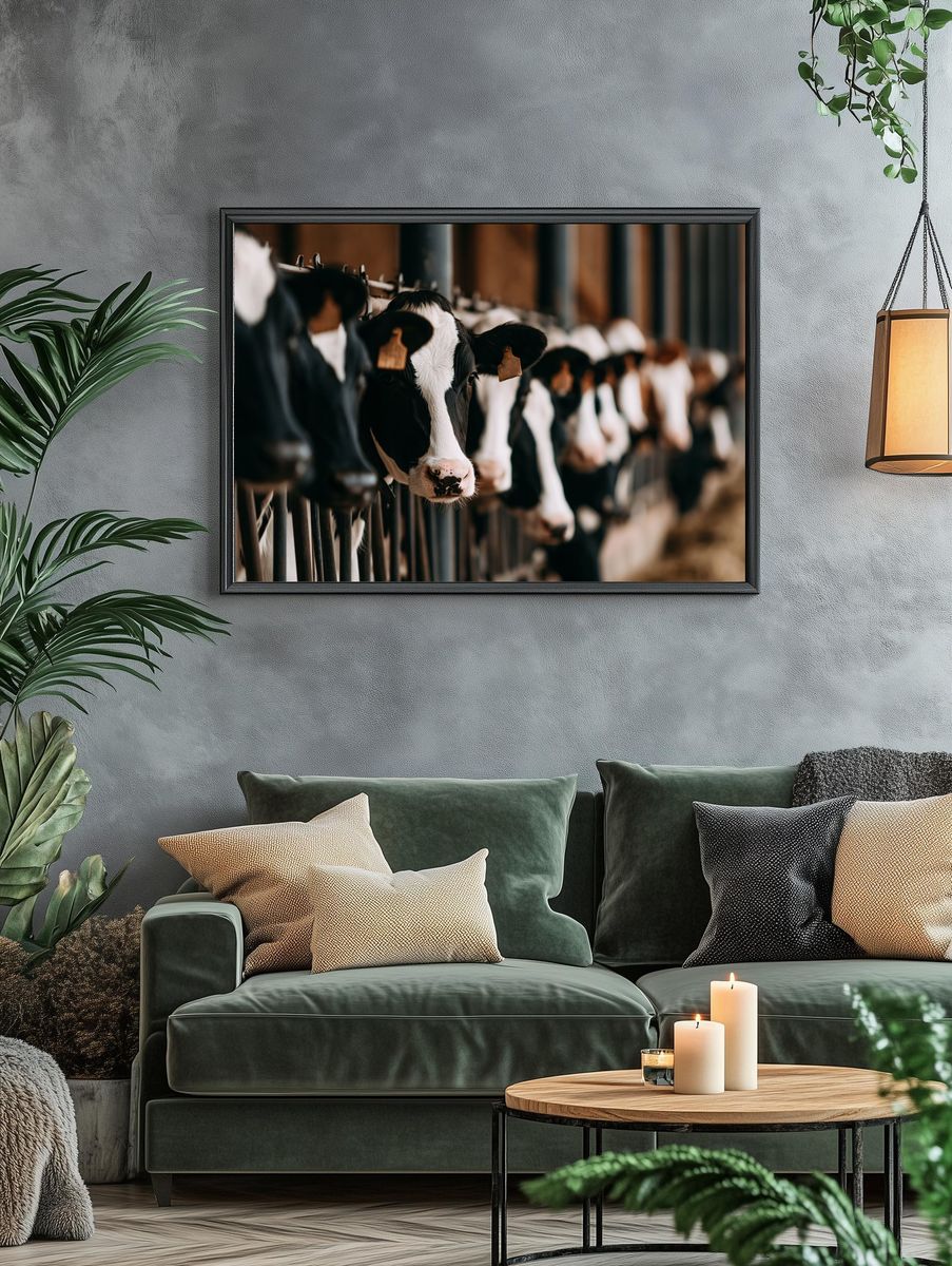 Dairy Cows in Barn Photography Poster. — room view 4