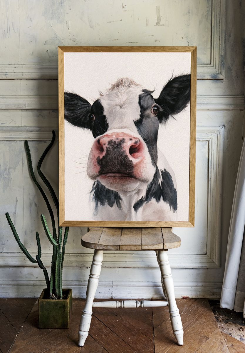 Holstein Cow Watercolor Poster. room preview