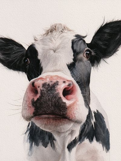 Holstein Cow Watercolor Poster.