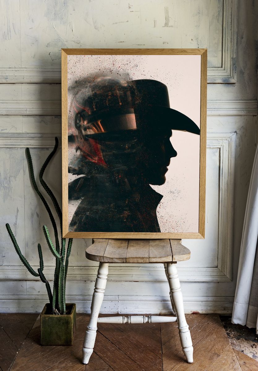 Cowboy Silhouette Photography Poster. room preview