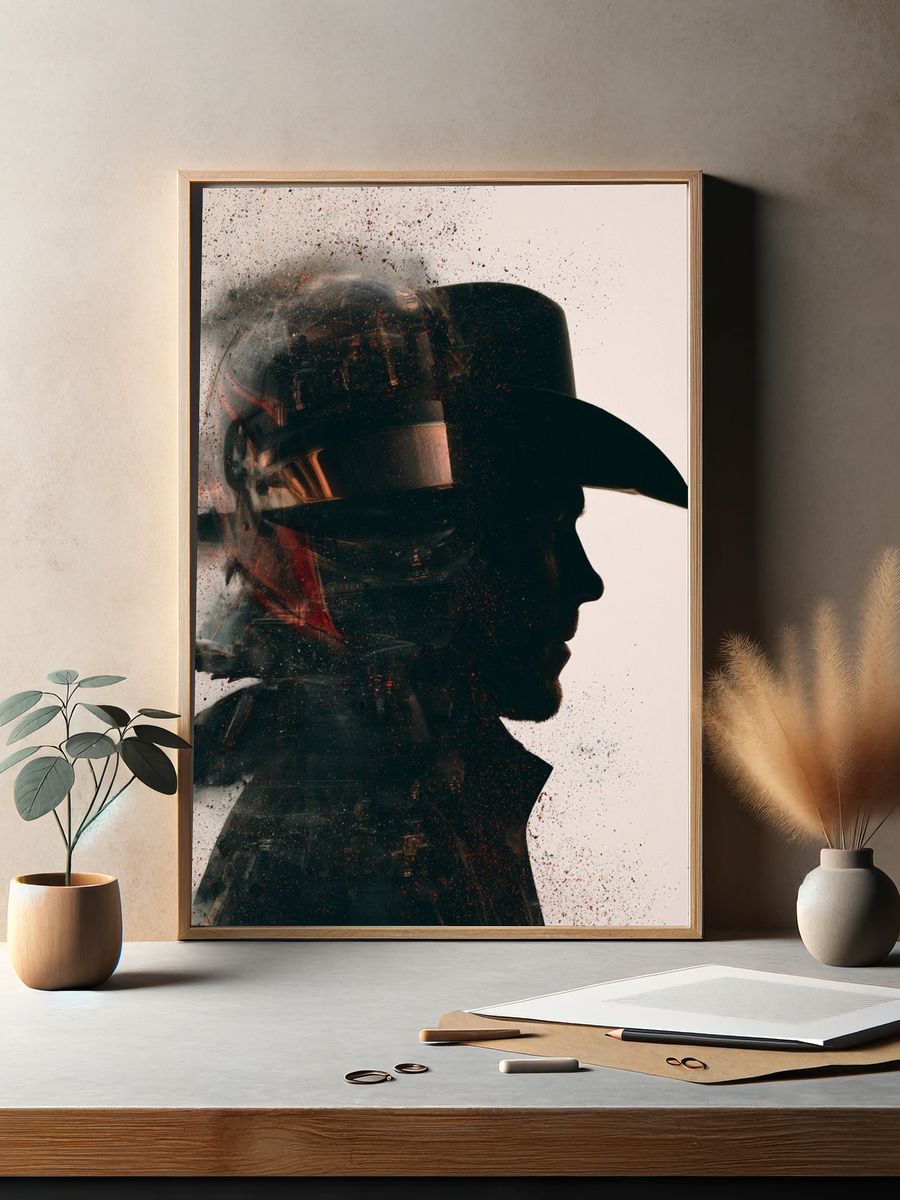 Cowboy Silhouette Photography Poster. — room view 2