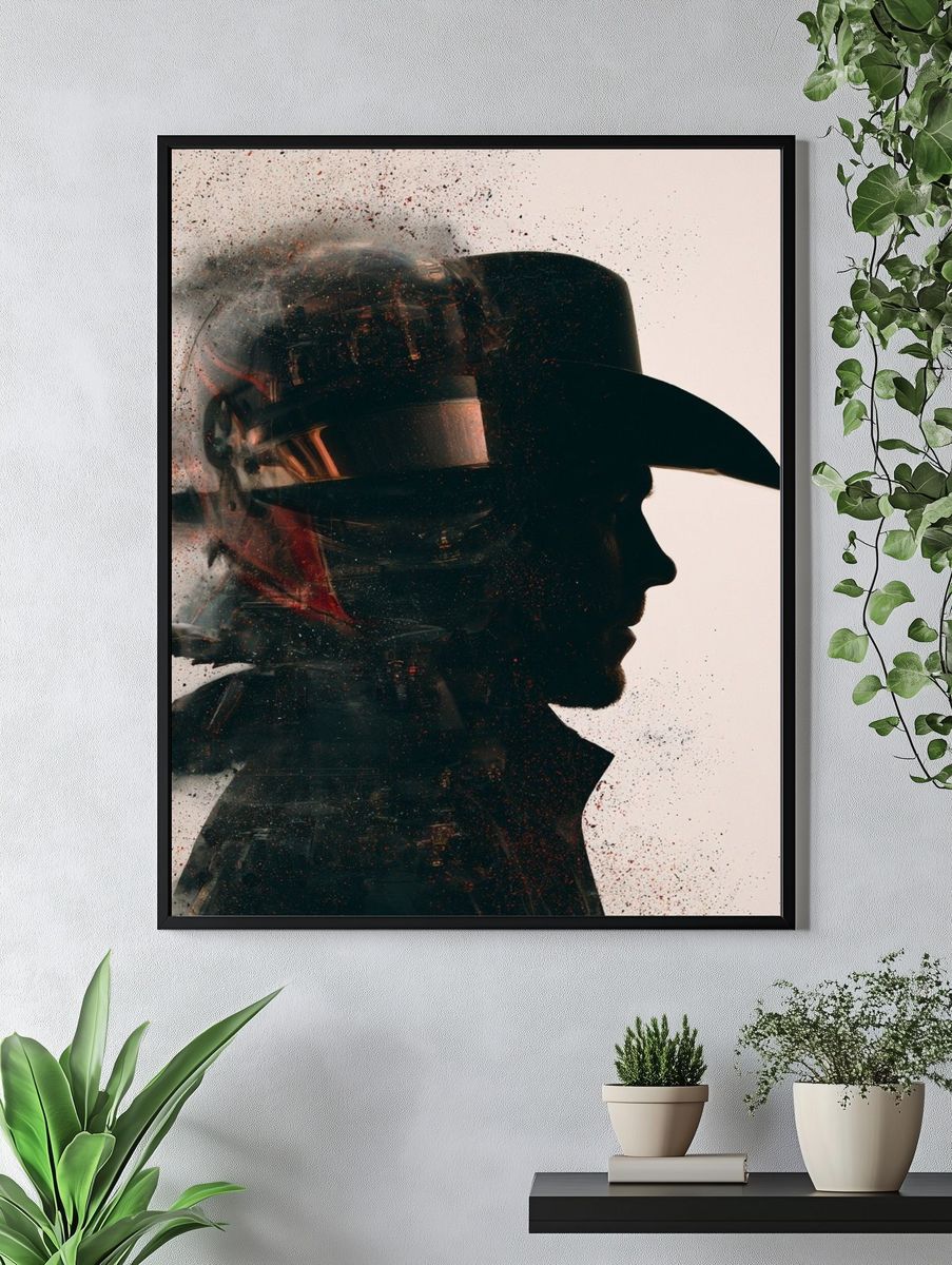 Cowboy Silhouette Photography Poster. — room view 4
