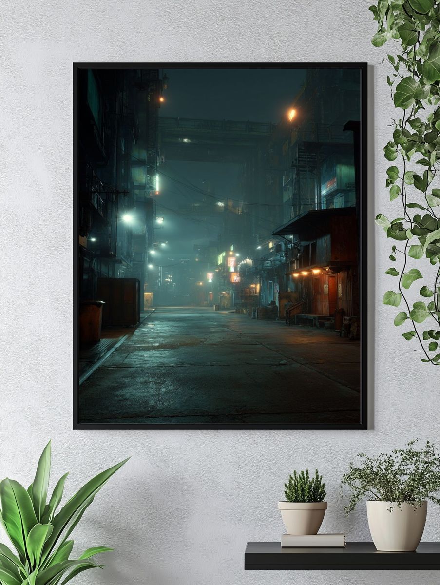 Cyberpunk Cityscape — Photography Print. — room view 4
