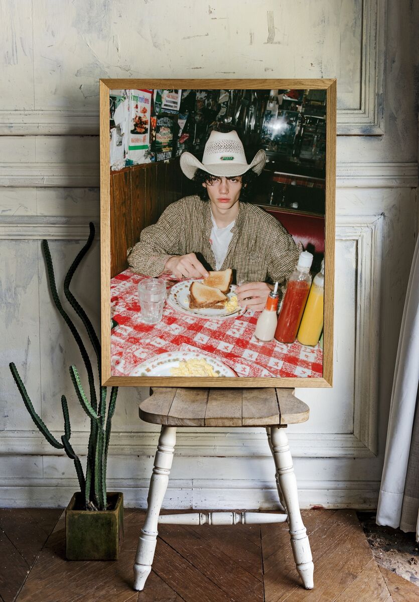 Cowboy at Diner — Photography Print. — room view 1