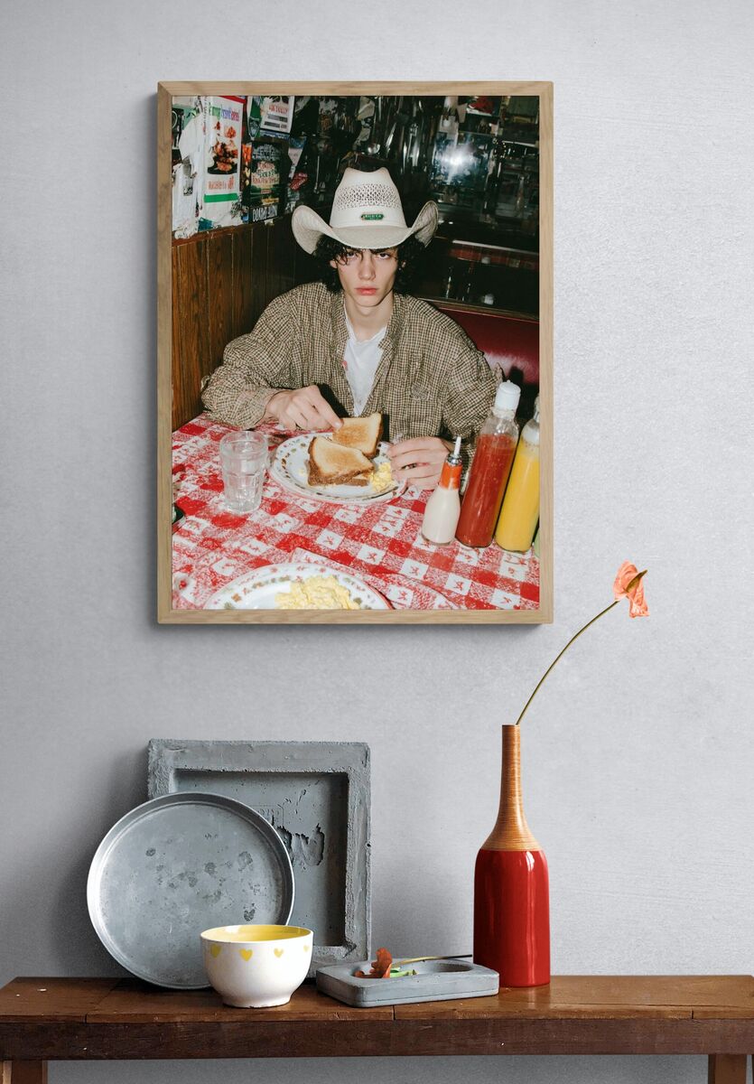 Cowboy at Diner — Photography Print. — room view 3