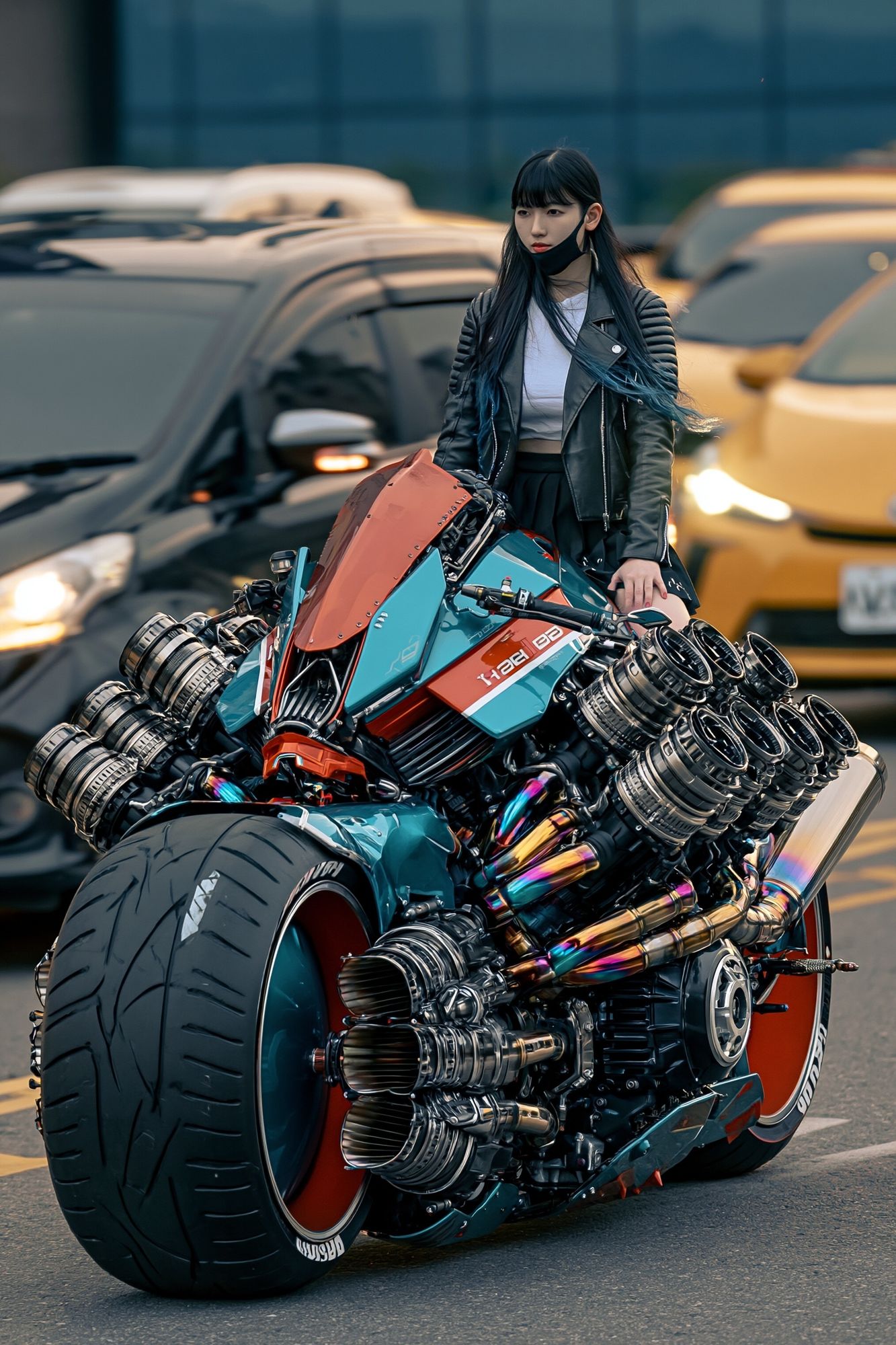 Cyberpunk Motorcycle Rider Poster. poster detail