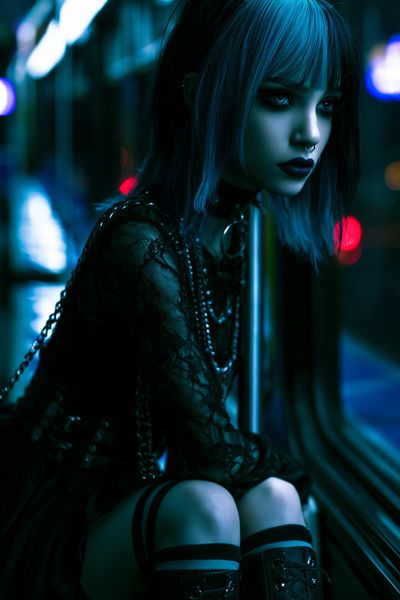 Cyberpunk Goth Portrait Poster.