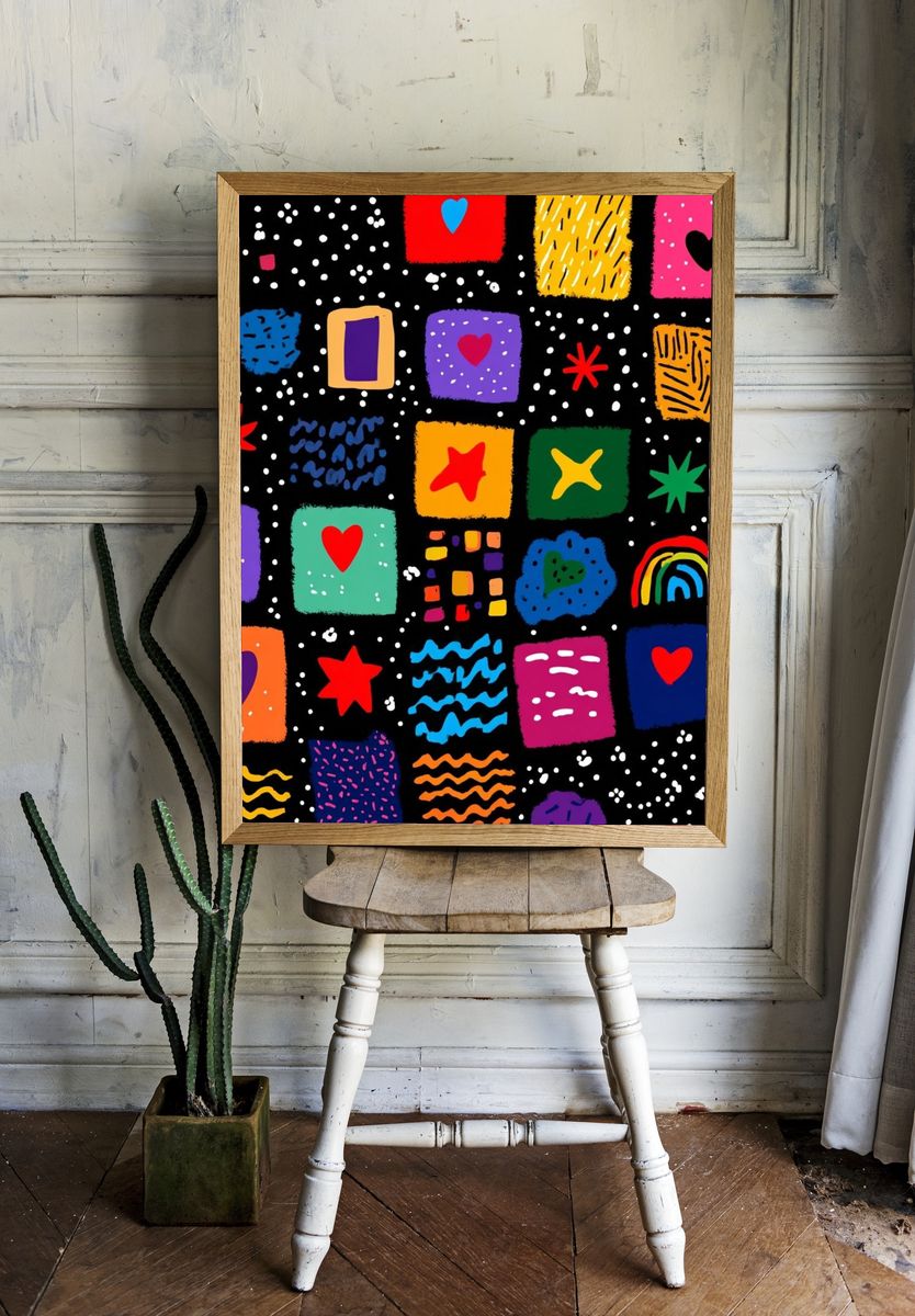 Colorful Patterns — Illustration Print. — room view 1