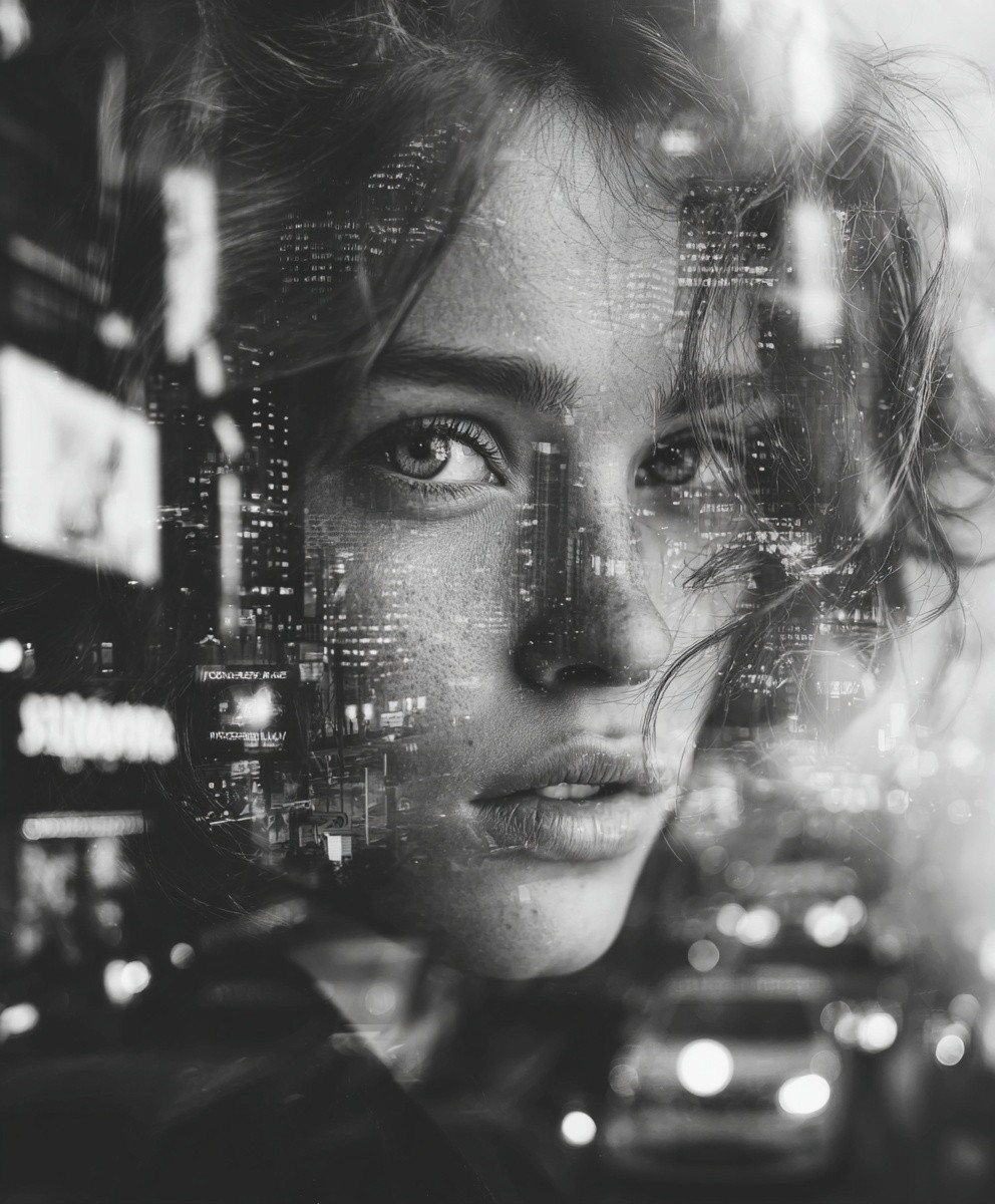 City Lights Portrait — Fine Art Print. poster detail