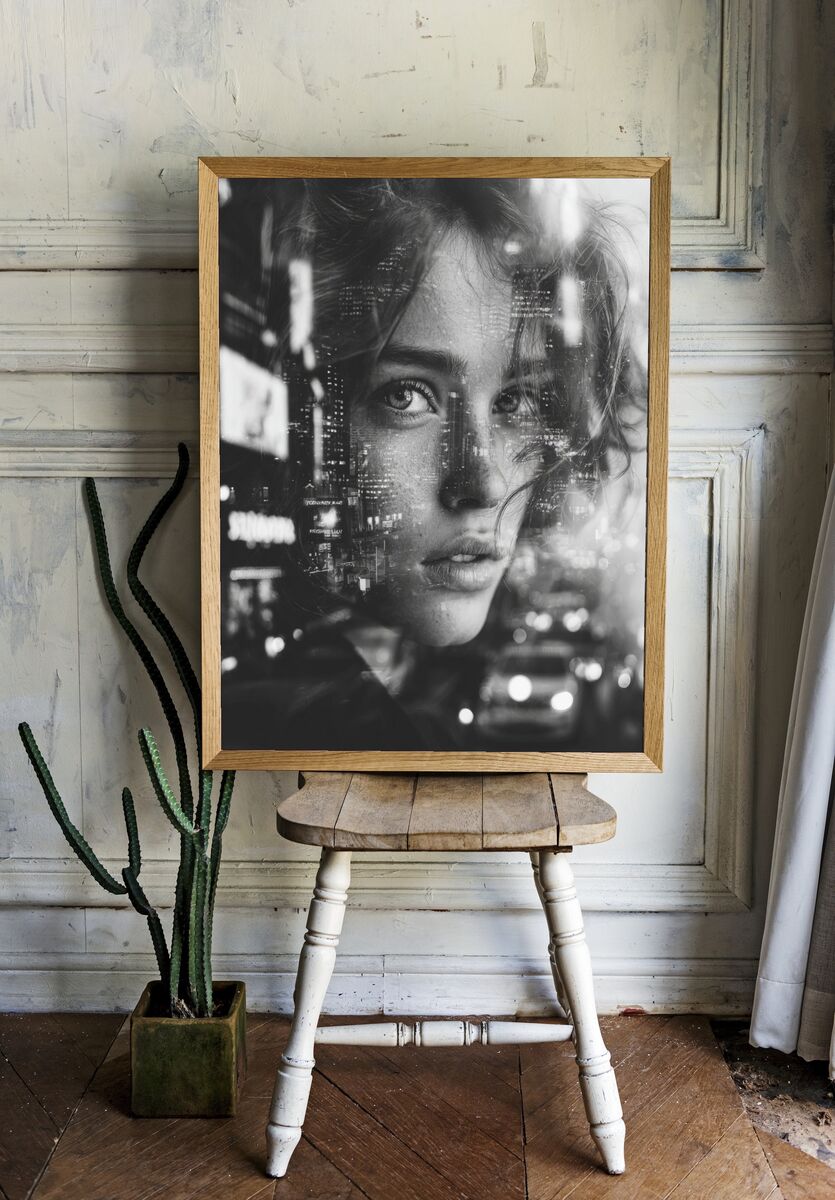 City Lights Portrait — Fine Art Print. — room view 1