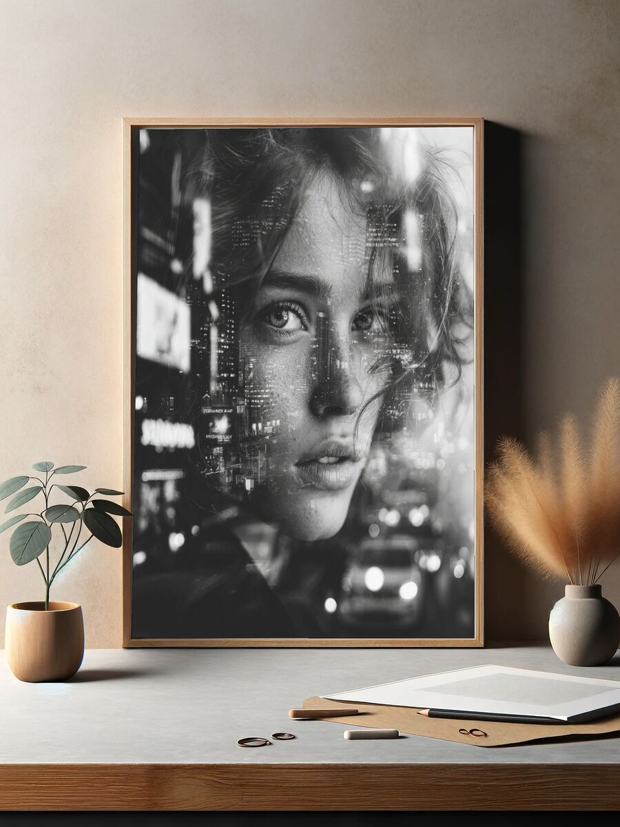 City Lights Portrait — Fine Art Print. — room view 2