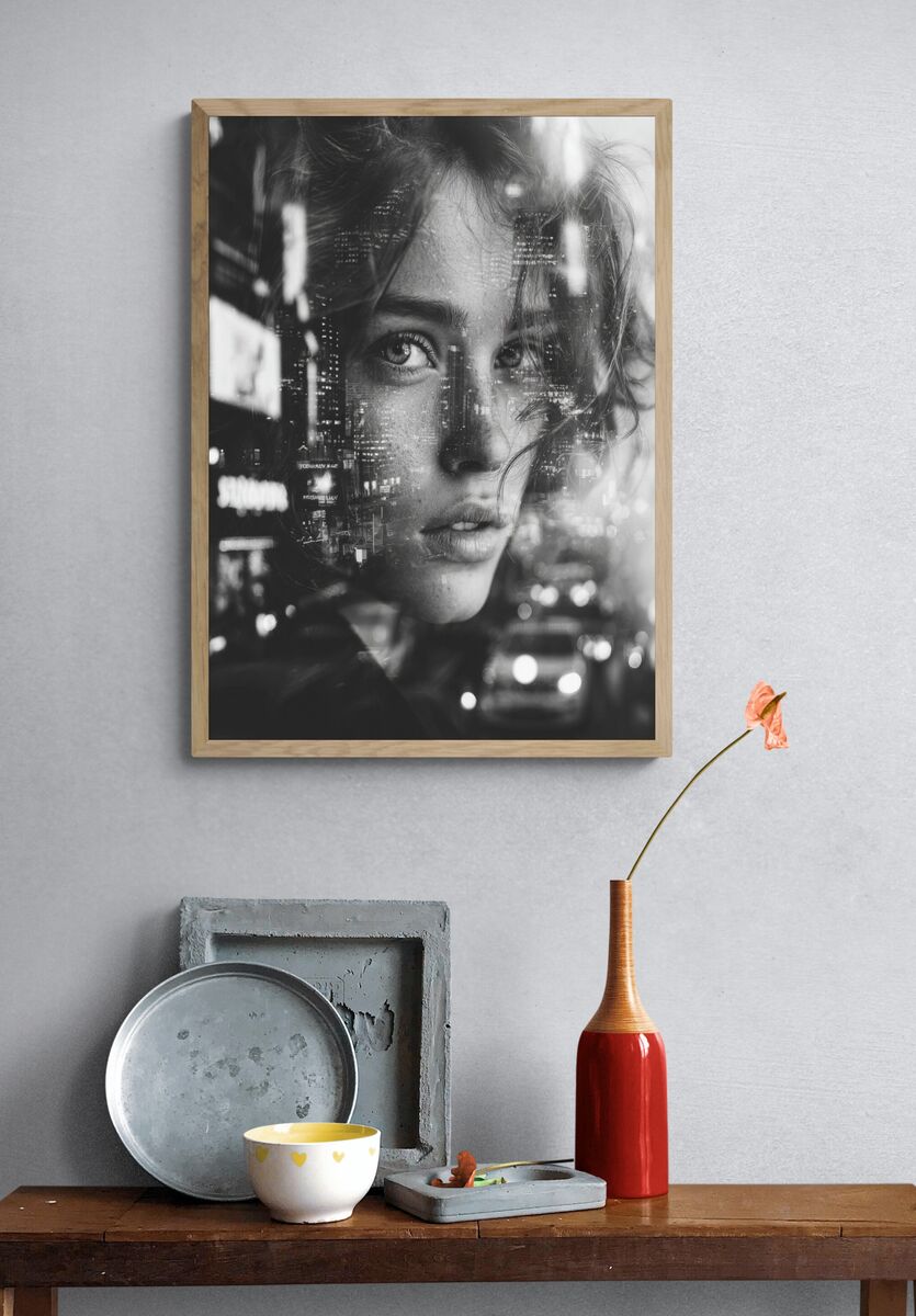 City Lights Portrait — Fine Art Print. — room view 3