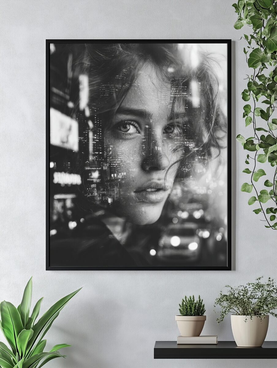 City Lights Portrait — Fine Art Print. — room view 4