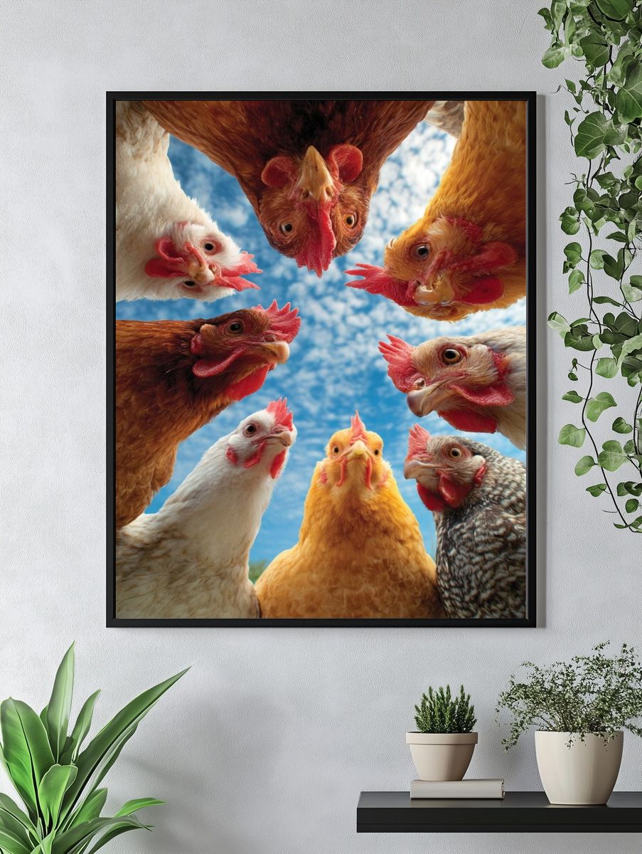 Chickens in a Circle — Animal Photography Print. — room view 4