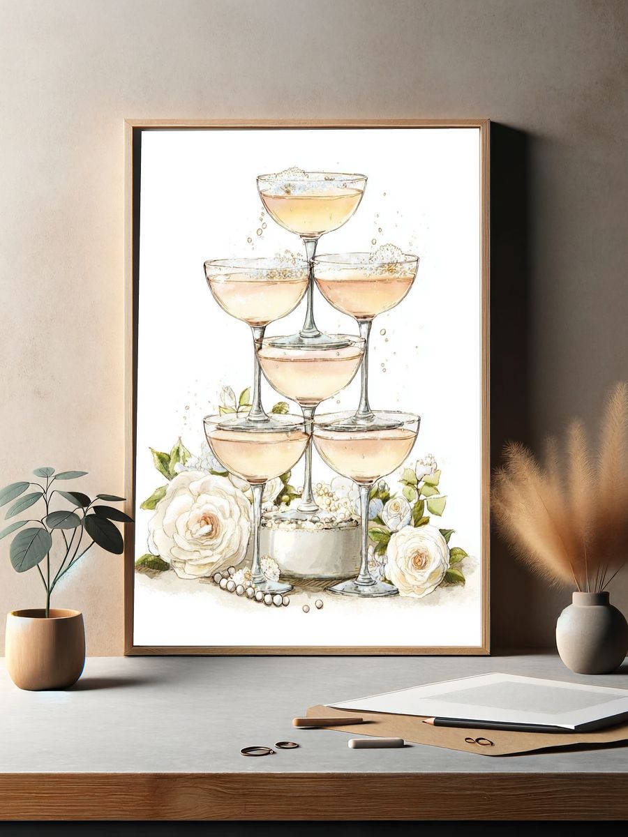Champagne Tower — Illustration Print. — room view 2