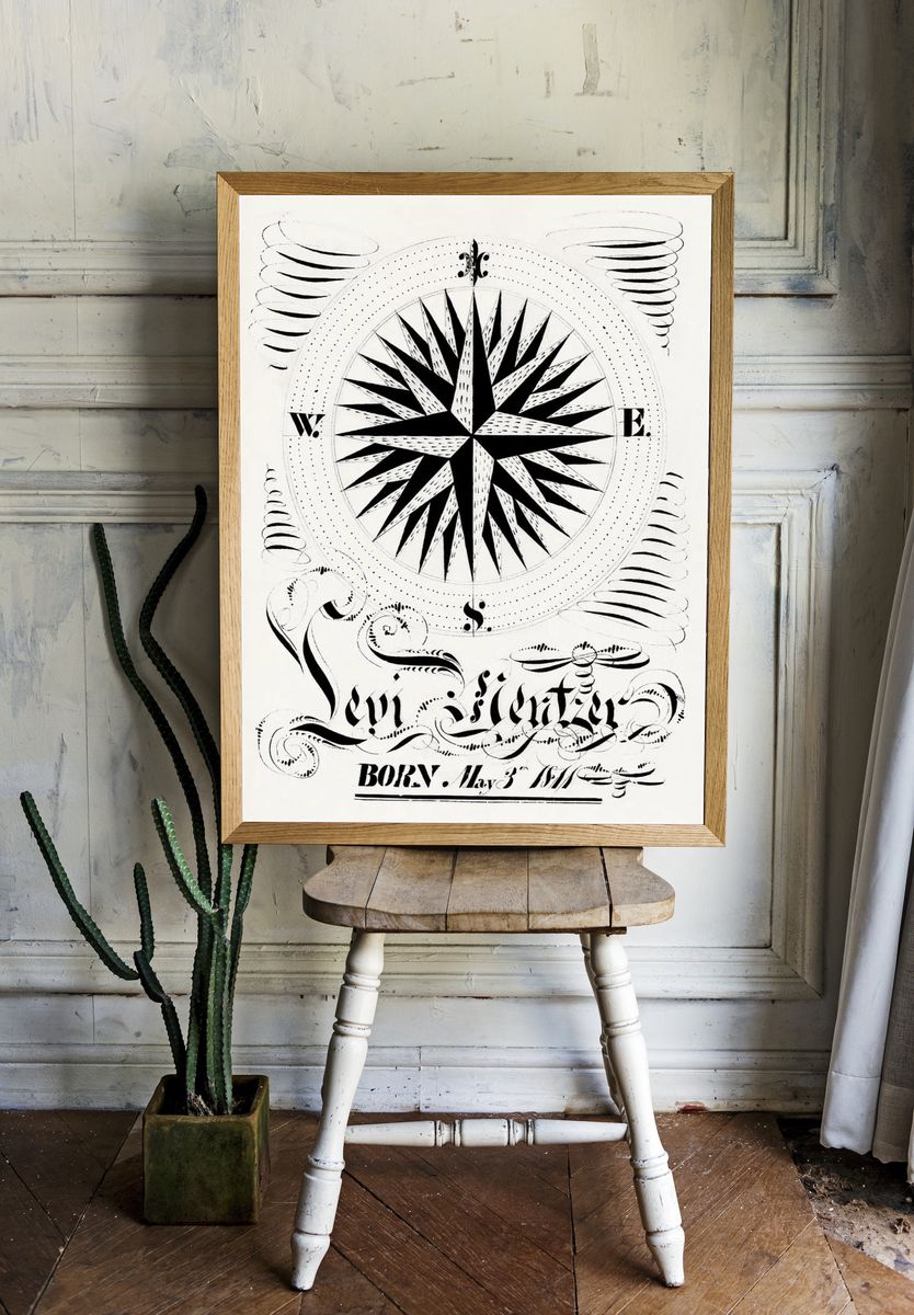 Compass Rose Typography Poster room preview