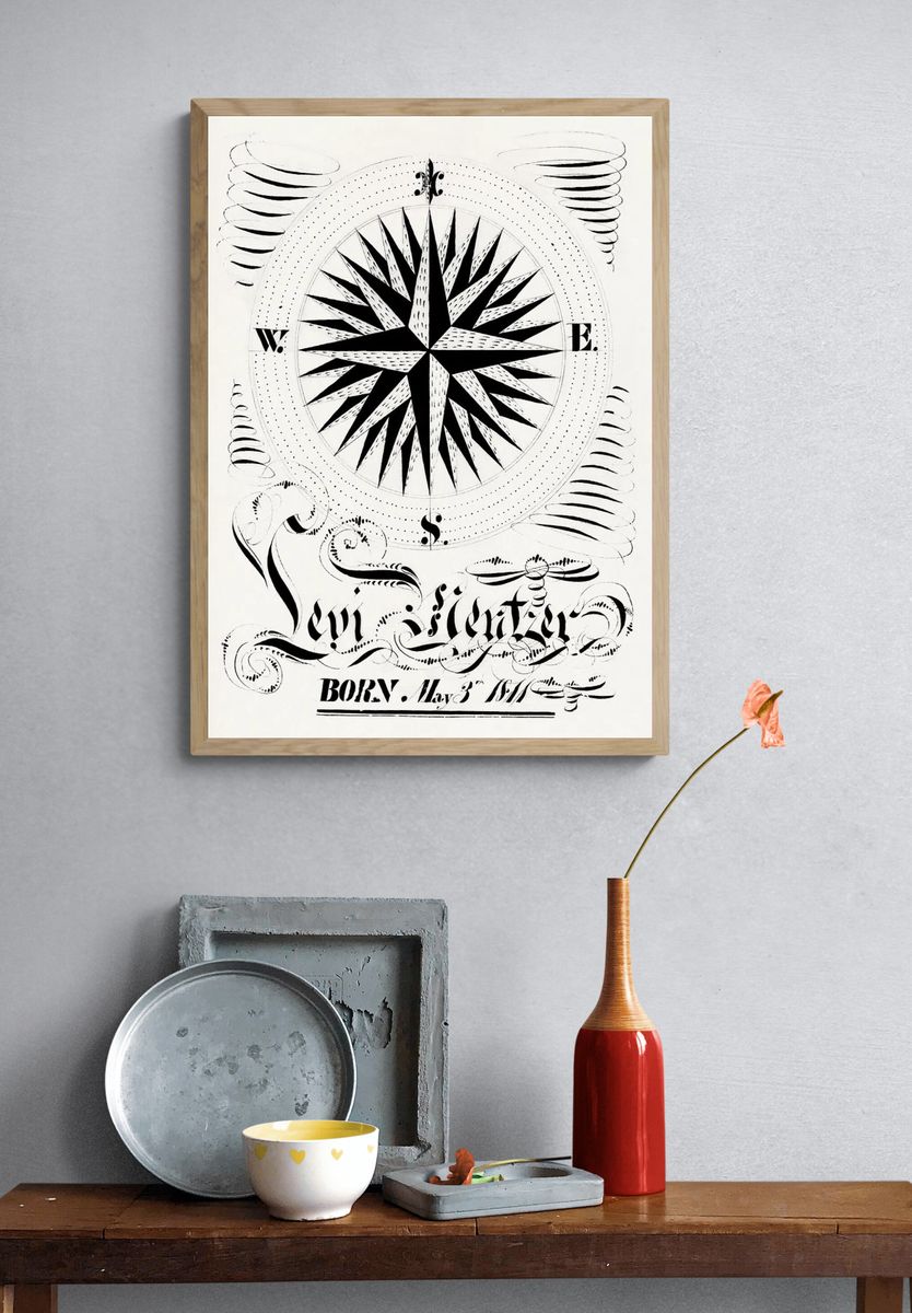 Compass Rose Typography Poster. — room view 3