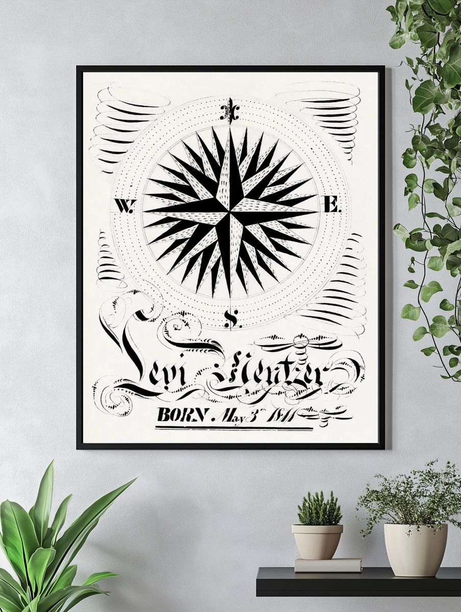Compass Rose Typography Poster. — room view 4