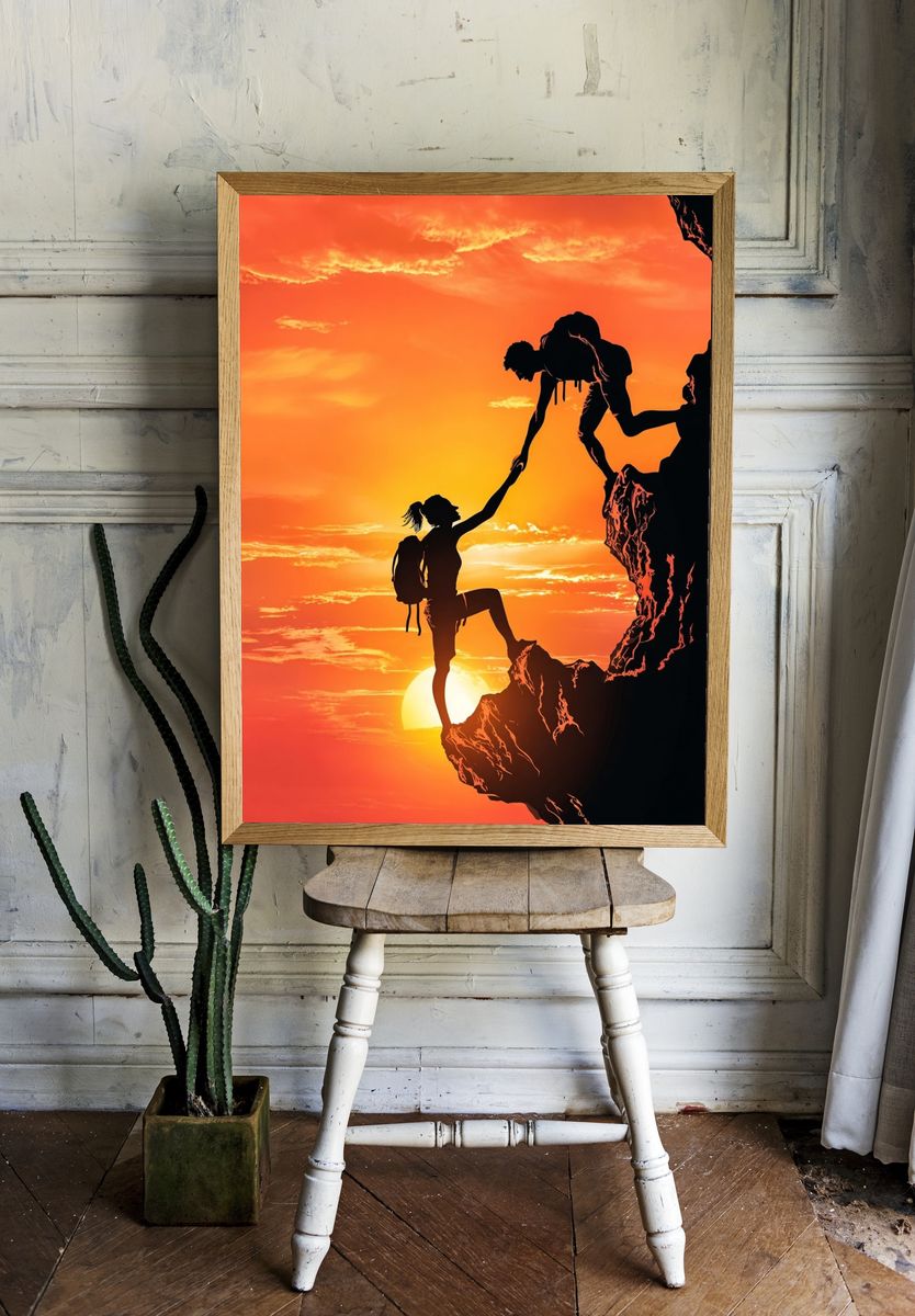 Climbing Together — Inspirational Print. — room view 1
