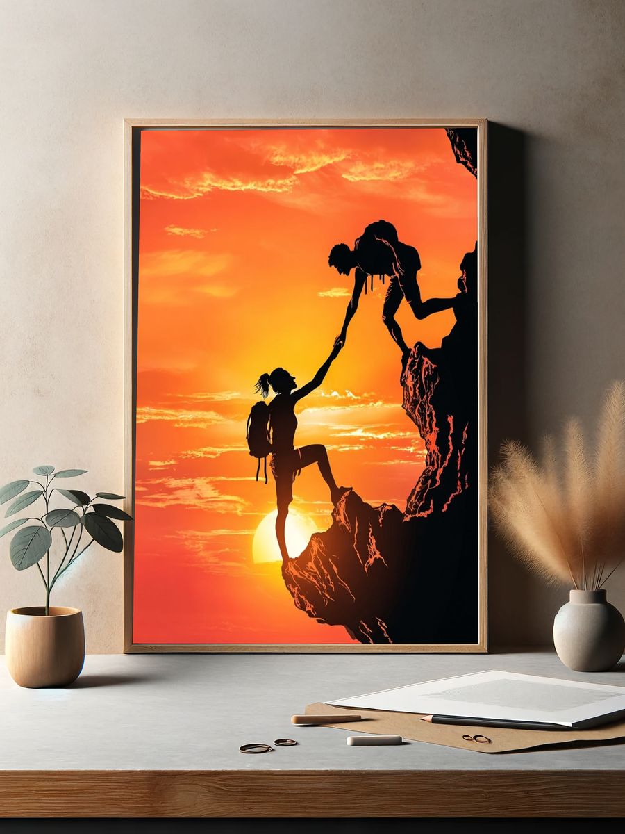 Climbing Together — Inspirational Print. — room view 2