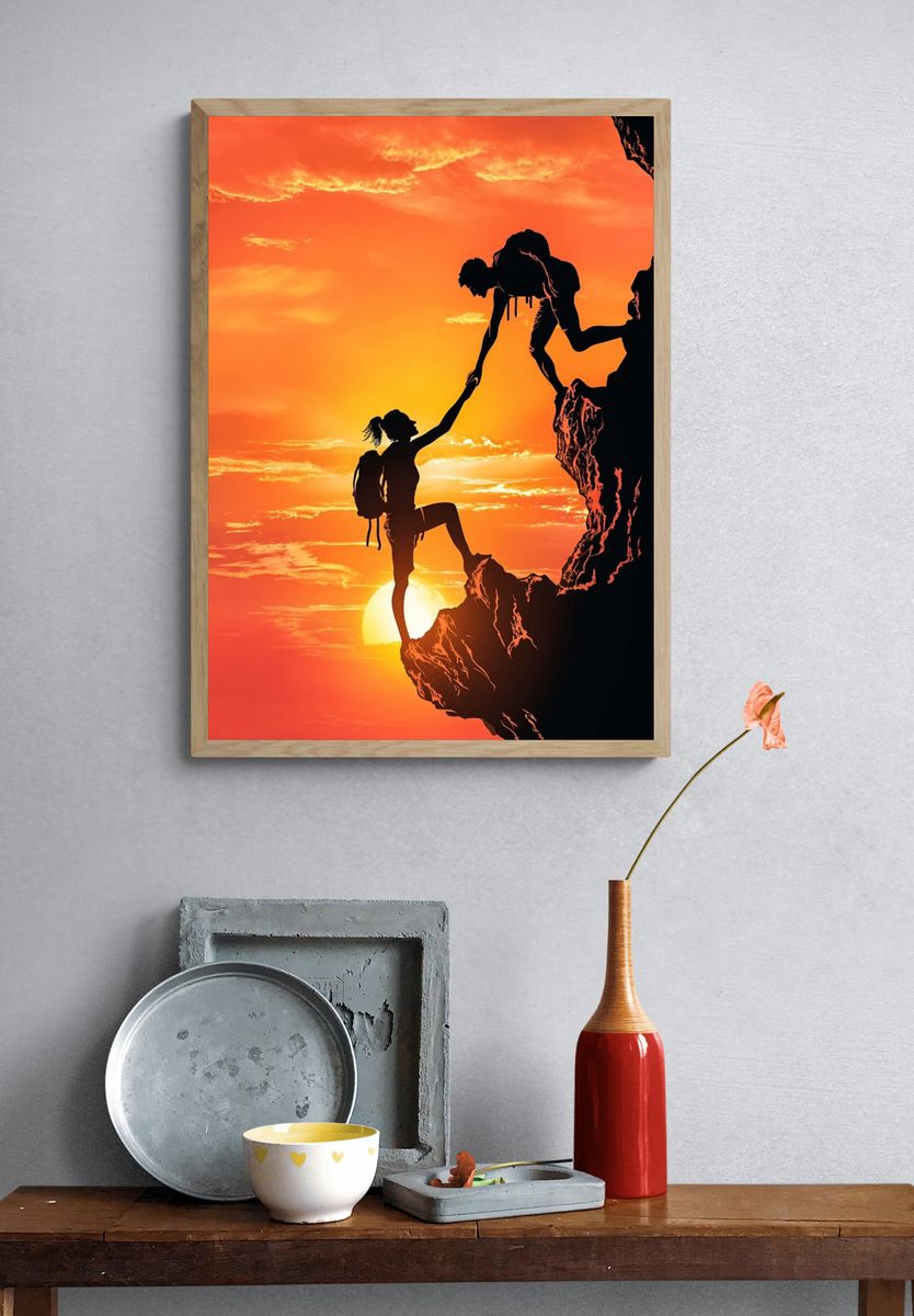 Climbing Together — Inspirational Print. — room view 3
