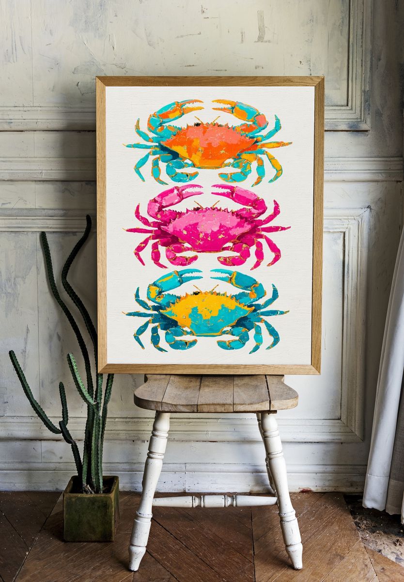 Colorful Crabs — Illustration Print. — room view 1