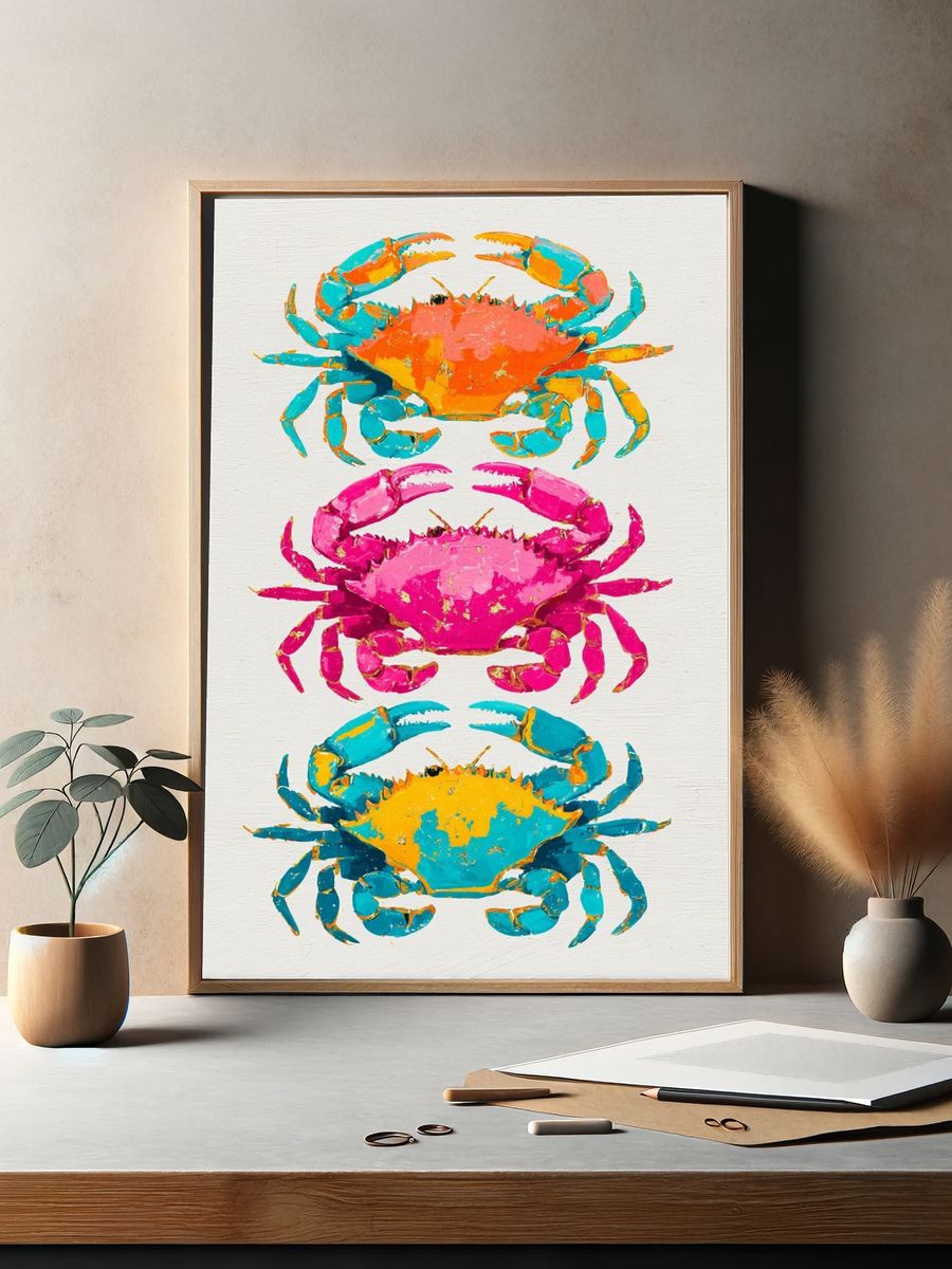 Colorful Crabs — Illustration Print. — room view 2