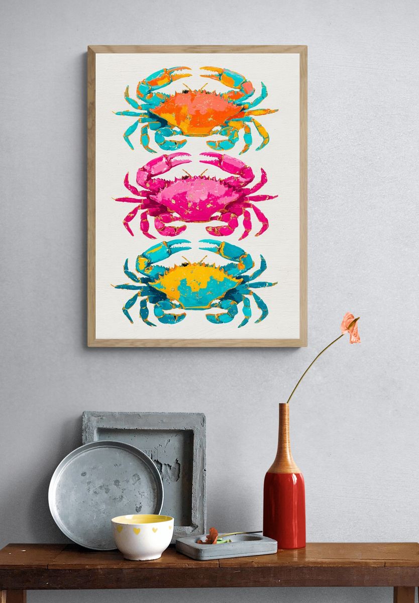 Colorful Crabs — Illustration Print. — room view 3