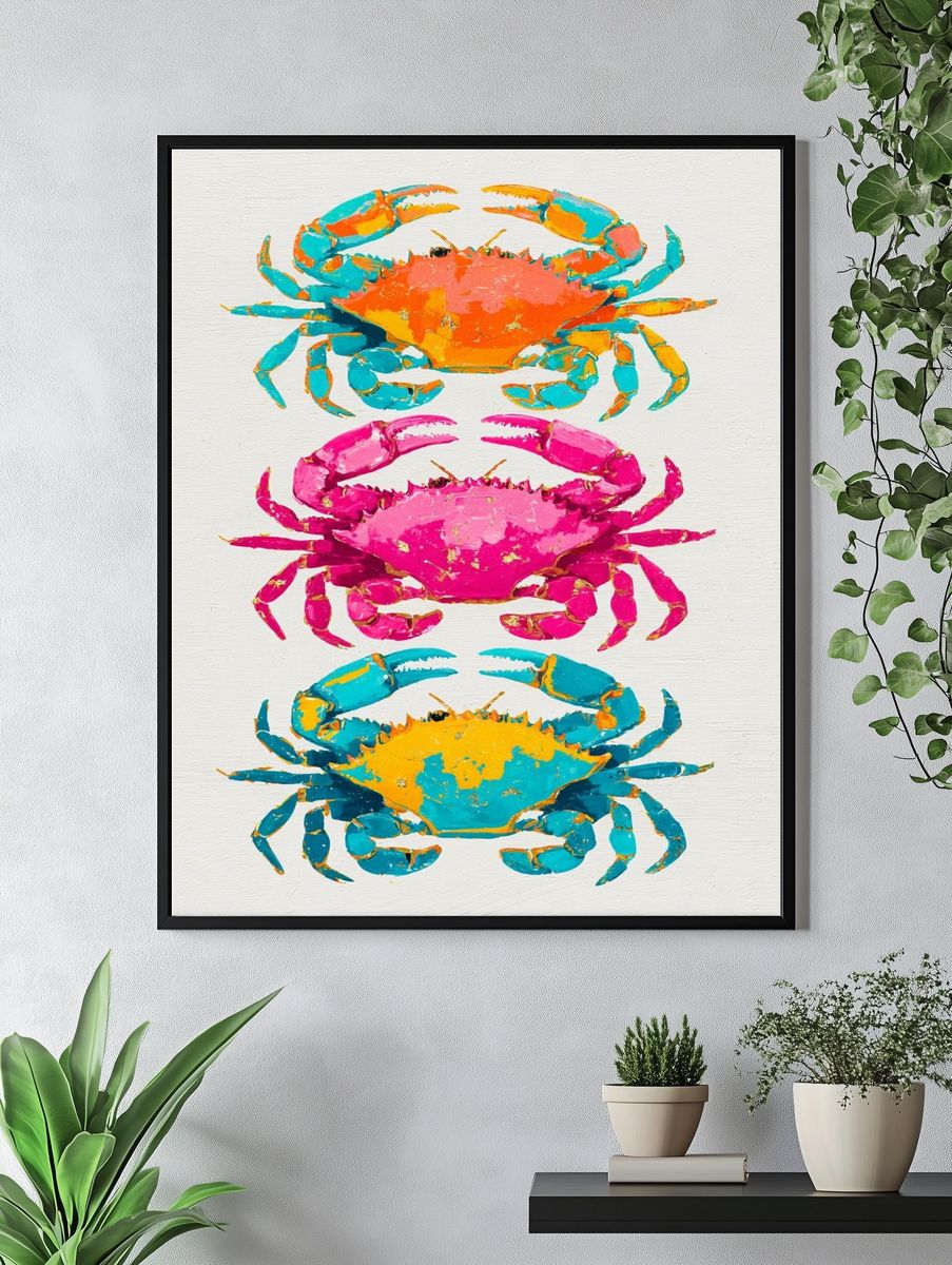 Colorful Crabs — Illustration Print. — room view 4