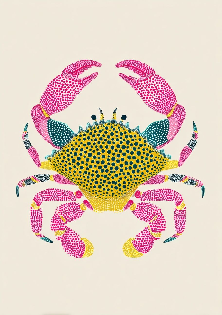 Colorful Crab Illustration Poster. poster — illustration art