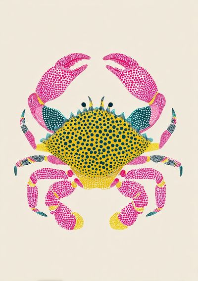 Colorful Crab Illustration Poster. poster